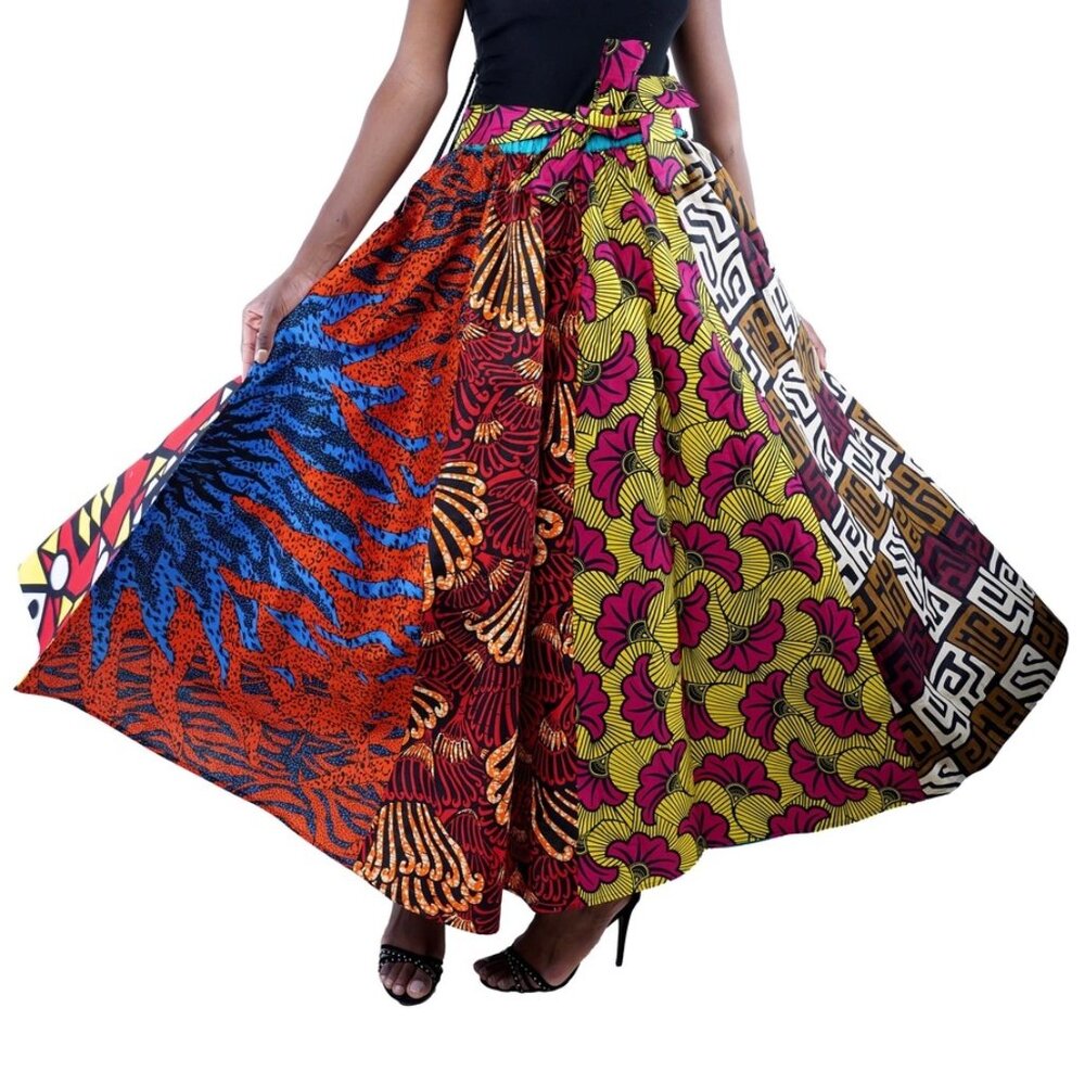 African Ankara Ladies Traditional Casual Long Maxi Skirt